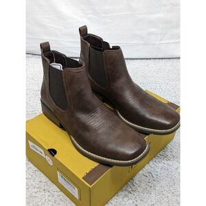 IUV Mens Cowboy Ankle Boots Slip On Chelsea Size 10.5 Khaki‎ Brown CB501 NIB